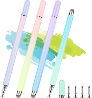 Stylus Pens for Touch Screens, 4 Pcs High Precision Disc Stylus with Magnetic Cap, 2 in 1 Stylus Pen Compatible with iPhone, iPad Pro, Mini, Air and Samsung Tablets