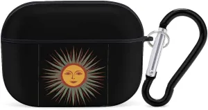 Sun Print Earbud Case Bluetooth Headphone Case Full Protective Case with Keychain Compatible with Airpods Pro Black-Style