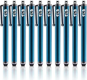 TCD 10-Pack Stylus Pen Set  Universal Capacitive Pen for iPad, iPhone, Tablet, Laptop  Premium Thick Rubber Tip Styluses for All Touchscreen Devices, Aqua