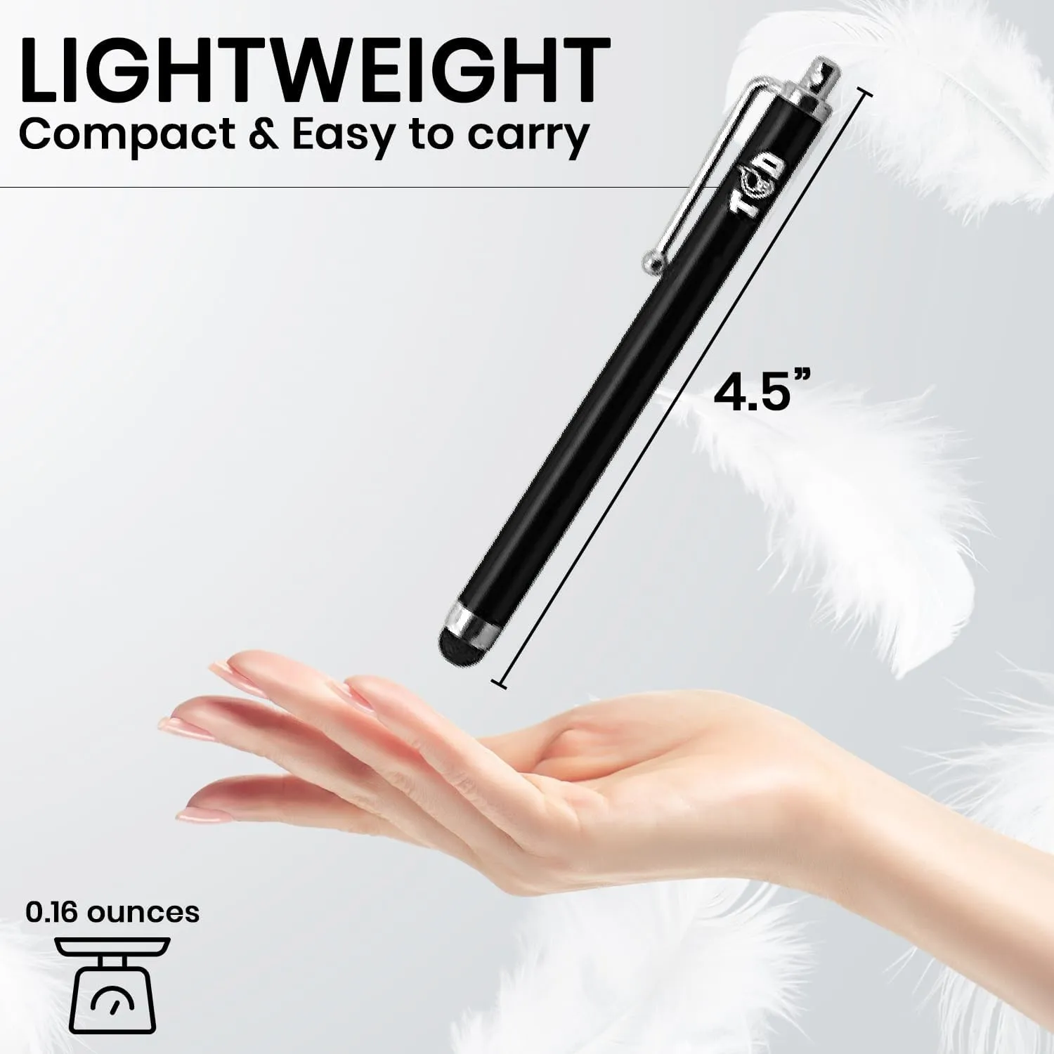 TCD 10-Pack Stylus Pen Set  Universal Capacitive Pen for iPad, iPhone, Tablet, Laptop  Premium Thick Rubber Tip Styluses for All Touchscreen Devices, Black