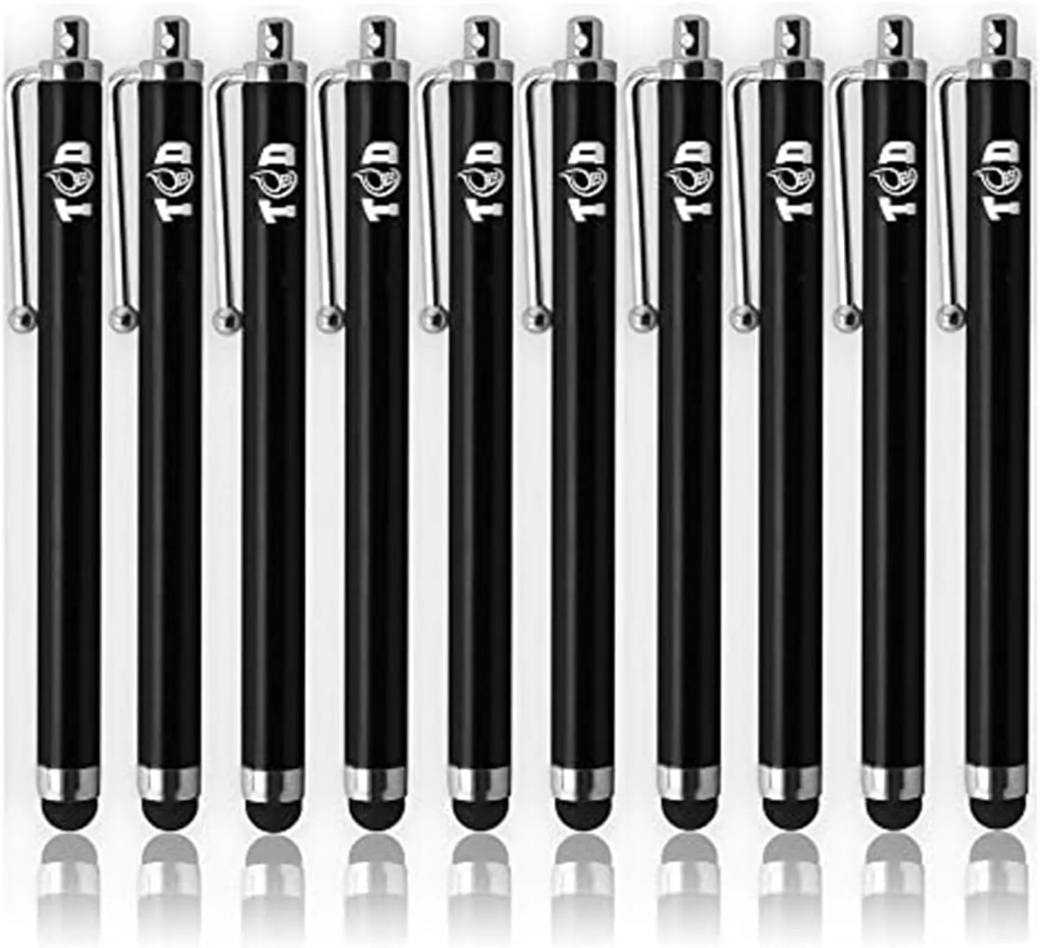 TCD 10-Pack Stylus Pen Set  Universal Capacitive Pen for iPad, iPhone, Tablet, Laptop  Premium Thick Rubber Tip Styluses for All Touchscreen Devices, Black