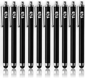 TCD 10-Pack Stylus Pen Set  Universal Capacitive Pen for iPad, iPhone, Tablet, Laptop  Premium Thick Rubber Tip Styluses for All Touchscreen Devices, Black