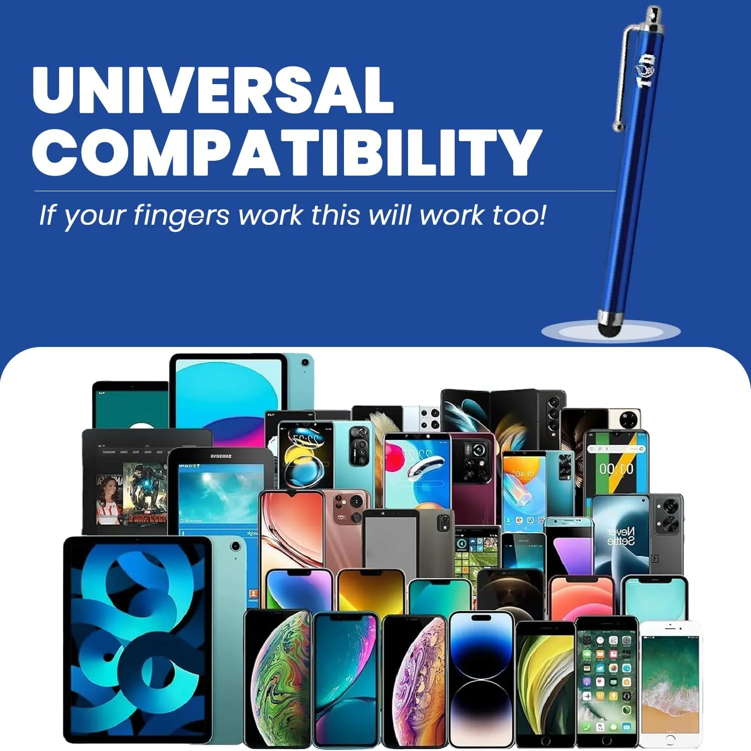 TCD 10-Pack Stylus Pen Set  Universal Capacitive Pen for iPad, iPhone, Tablet, Laptop  Premium Thick Rubber Tip Styluses for All Touchscreen Devices, Blue
