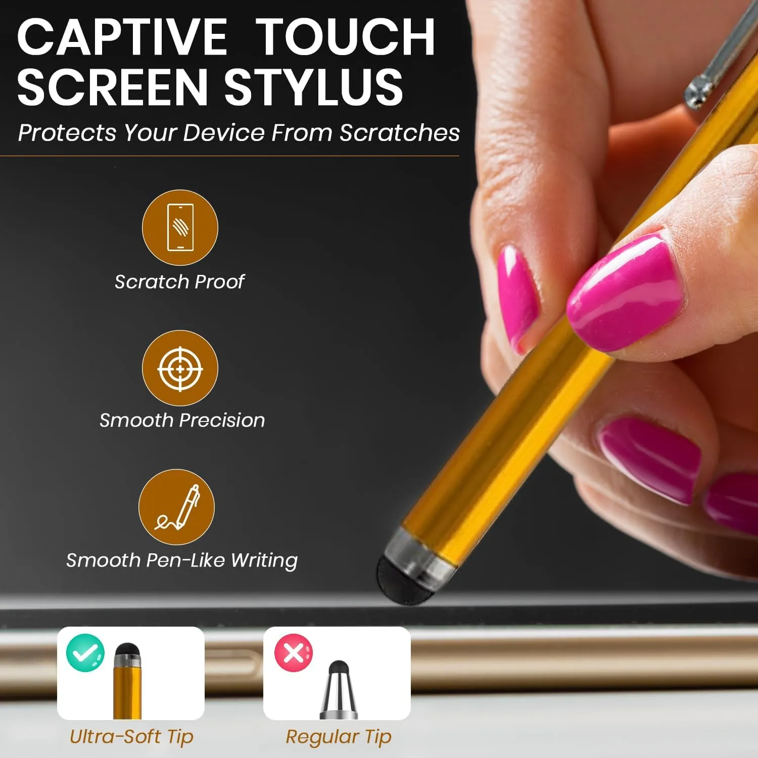 TCD 10-Pack Stylus Pen Set  Universal Capacitive Pen for iPad, iPhone, Tablet, Laptop  Premium Thick Rubber Tip Styluses for All Touchscreen Devices, Coral