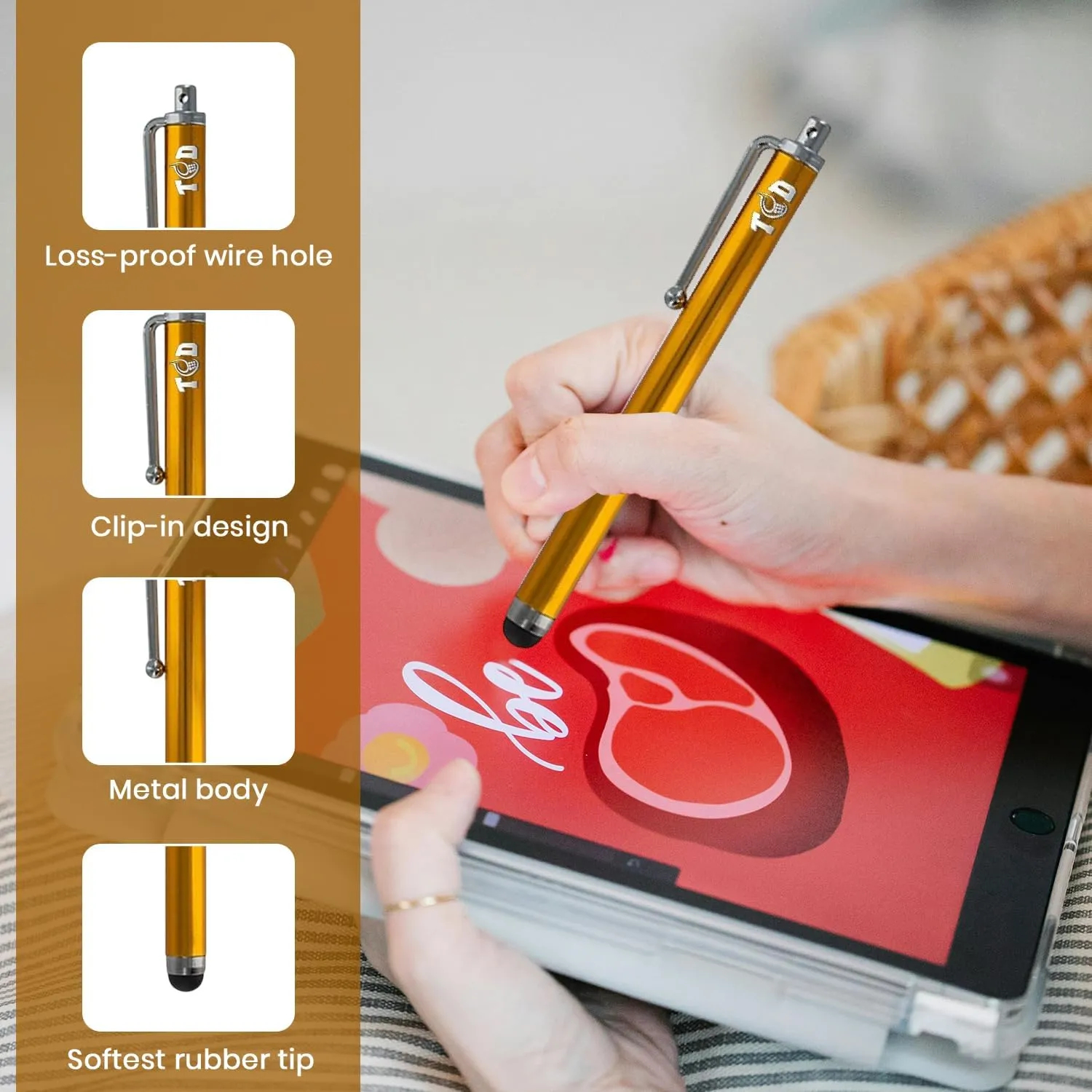 TCD 10-Pack Stylus Pen Set  Universal Capacitive Pen for iPad, iPhone, Tablet, Laptop  Premium Thick Rubber Tip Styluses for All Touchscreen Devices, Coral