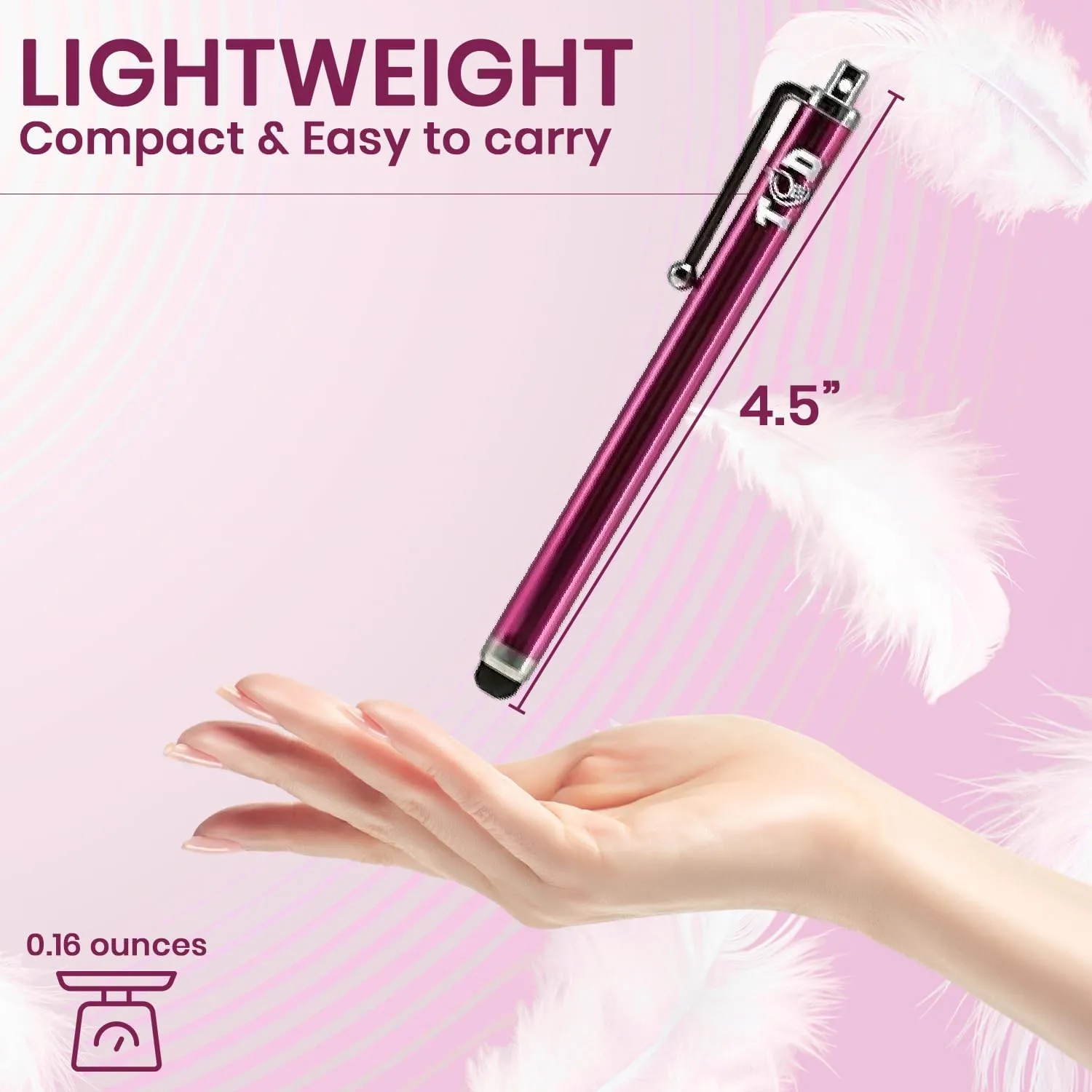 TCD 10-Pack Stylus Pen Set  Universal Capacitive Pen for iPad, iPhone, Tablet, Laptop  Premium Thick Rubber Tip Styluses for All Touchscreen Devices, Hot Pink