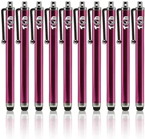 TCD 10-Pack Stylus Pen Set  Universal Capacitive Pen for iPad, iPhone, Tablet, Laptop  Premium Thick Rubber Tip Styluses for All Touchscreen Devices, Hot Pink