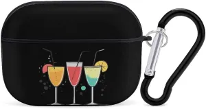 Three Martini Cocktail Earbud Case Bluetooth Headphone Case Full Protective Case with Keychain Compatible with Airpods Pro Black-Style
