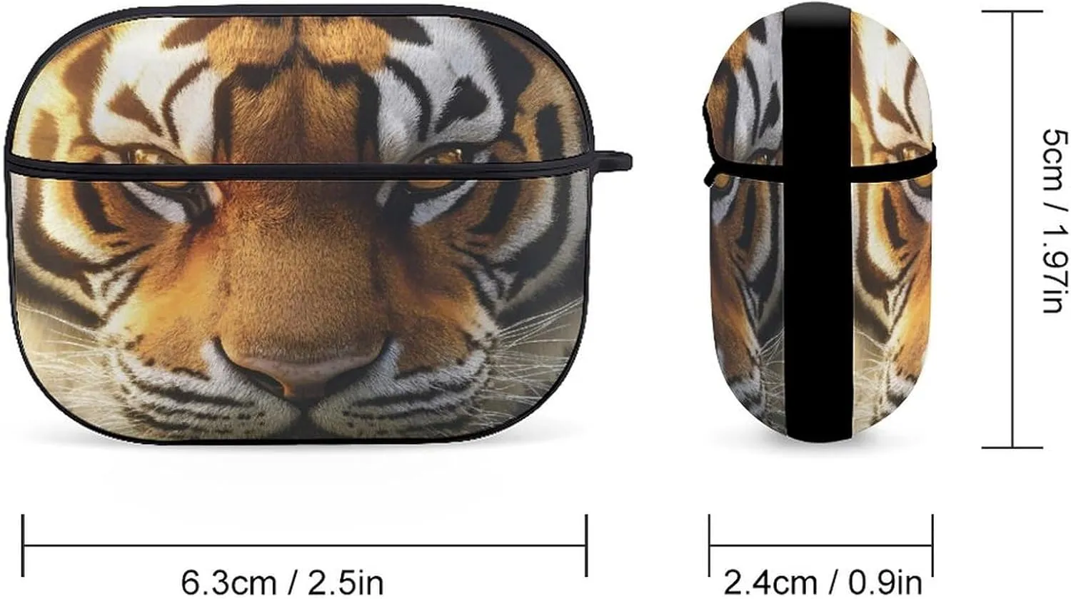 Tiger Face Earbud Case Bluetooth Headphone Case Full Protective Case with Keychain Compatible with Airpods Pro Black-Style