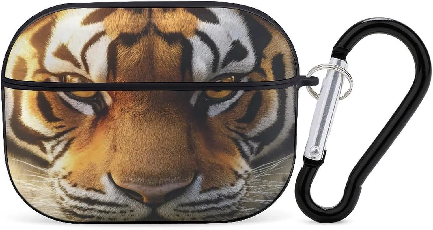 Tiger Face Earbud Case Bluetooth Headphone Case Full Protective Case with Keychain Compatible with Airpods Pro Black-Style