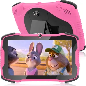 TOPELOTEK Kids Tablet for Toddlers 7IN Children's Tablets with Case Included, Educational Tablets for Kids with WiFi, Dual Camera, Parental Controls, Shock Proof Child Tablet for Toddler Boys Girls