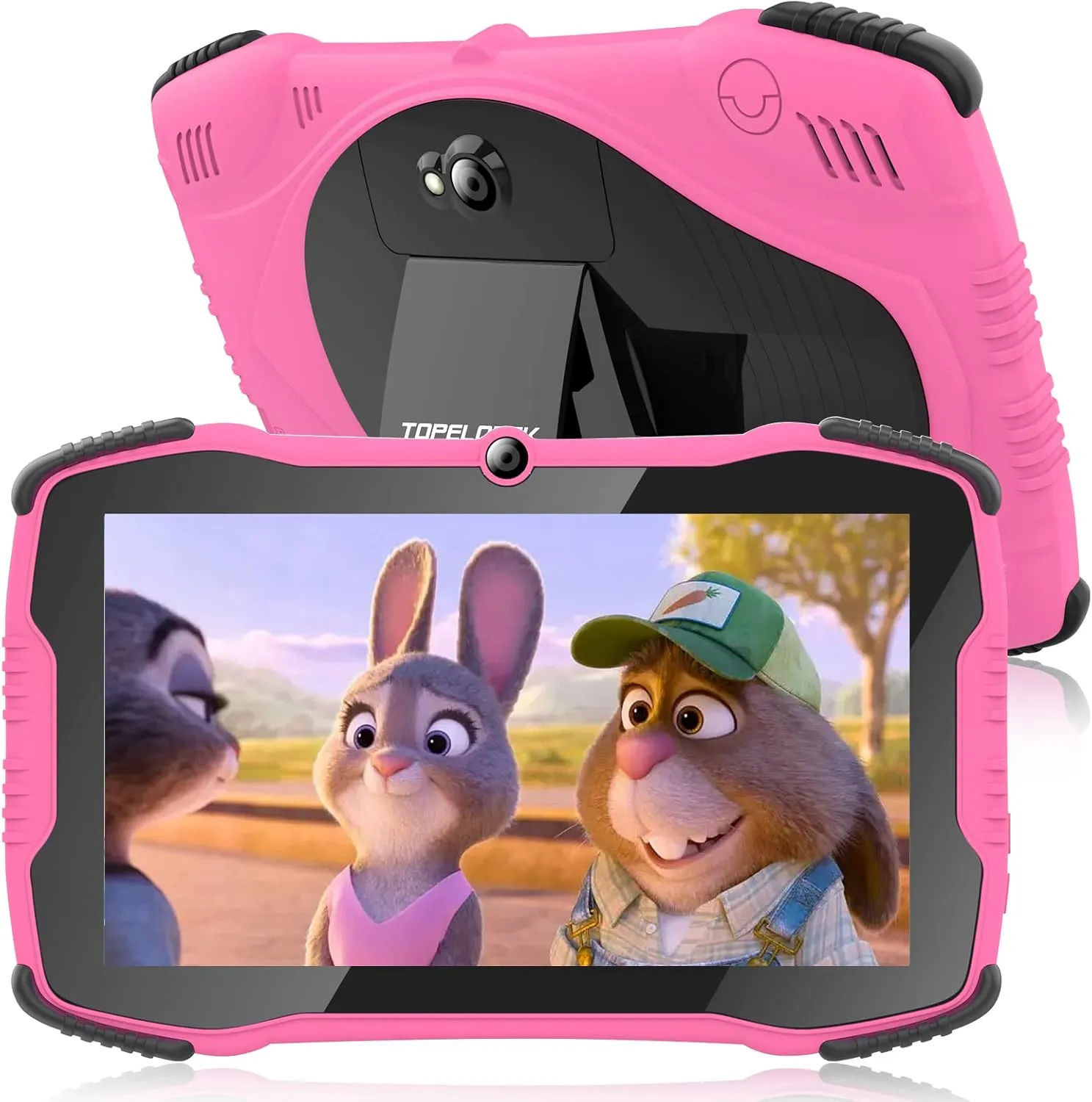 TOPELOTEK Kids Tablet for Toddlers 7IN Children's Tablets with Case Included, Educational Tablets for Kids with WiFi, Dual Camera, Parental Controls, Shock Proof Child Tablet for Toddler Boys Girls
