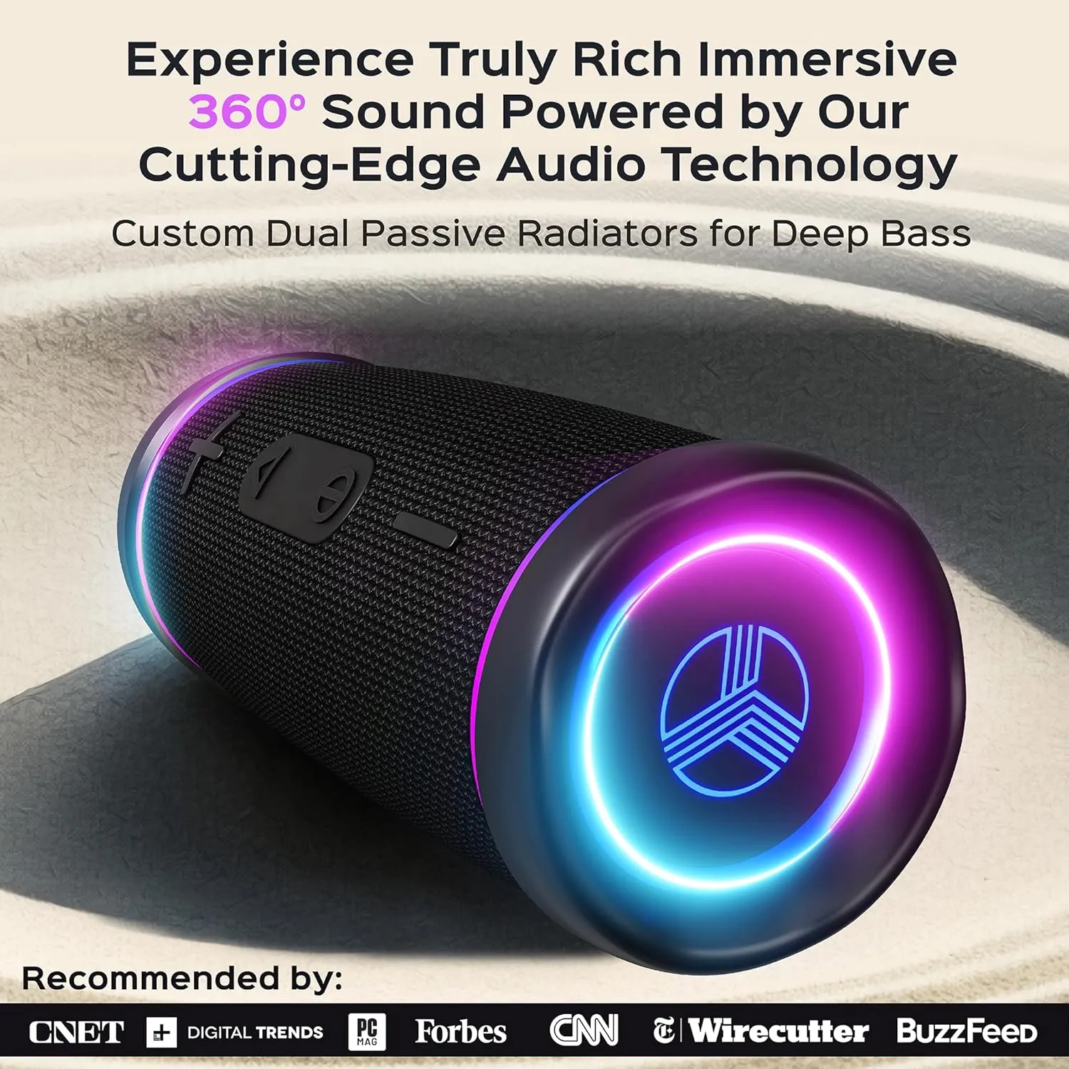 TREBLAB HD77 Bluetooth Speaker - Powerful 360 Sound with Impactful Bass, 30W Portable Wireless Audio, 20H Battery, IPX7 Waterproof, TWS Stereo, Shockproof Design for Outdoor, Beach, Pool, Jobsite