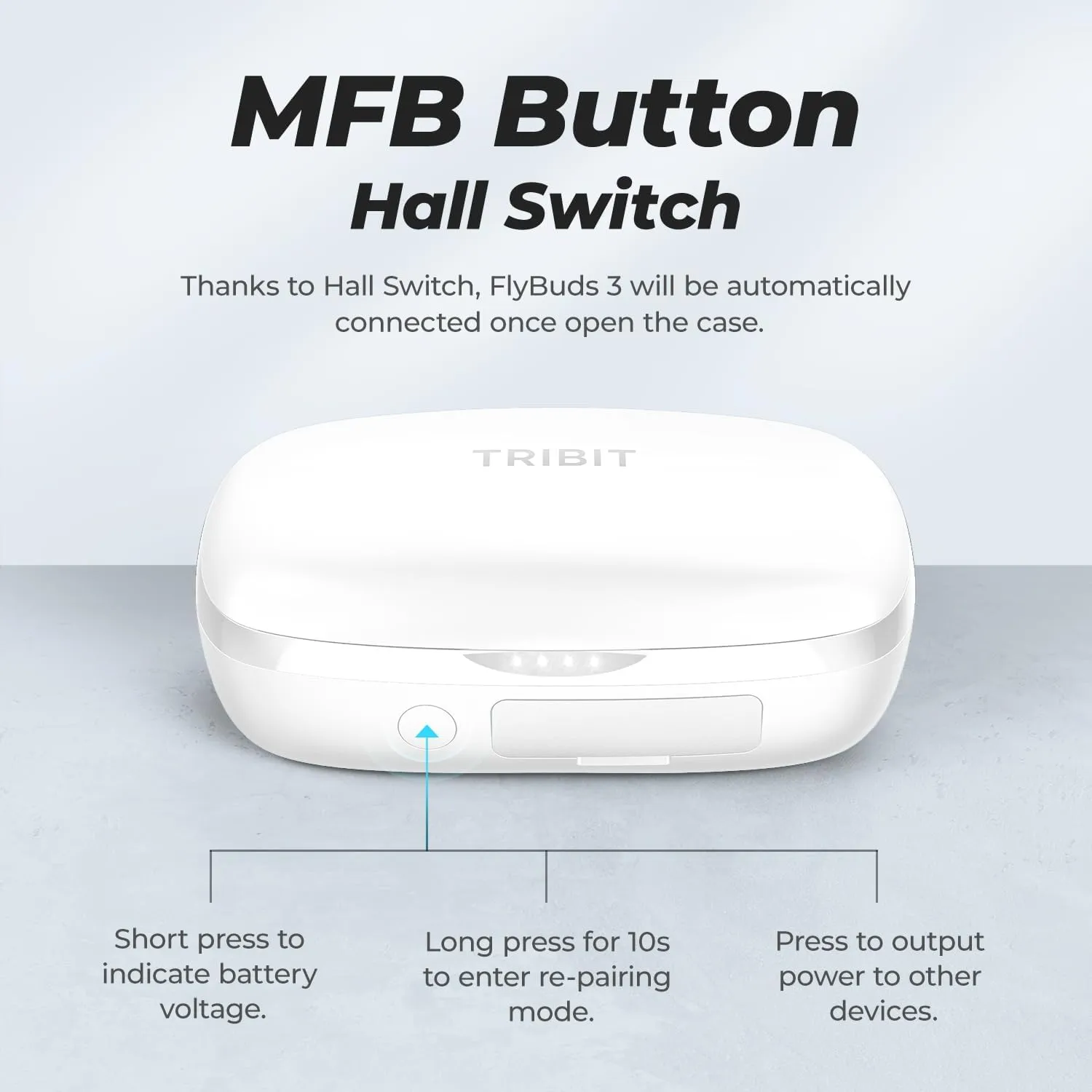 Tribit Wireless Earbuds, 110H Playtime Bluetooth 5.3 IPX8 Waterproof Call Noise Reduction Bluetooth Earbuds Headphones with Mic Earphone in-Ear Wireless Earphones, Flybuds 3 White