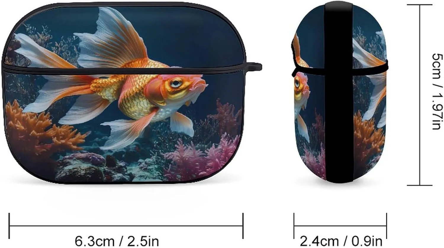 Underwater Coral Gold-Fishes Earbud Case Bluetooth Headphone Case Full Protective Case with Keychain Compatible with Airpods Pro Black-Style