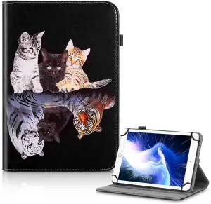 UrbanX 7-8 Inch Universal Tablet Case, Protective Cover StFolio Case for Lenovo Legion Duel 2 7 8 Inch, with 360 Degree Rotatable Kickstand, Multiple Viewing Angles Stylus Holder - Cats
