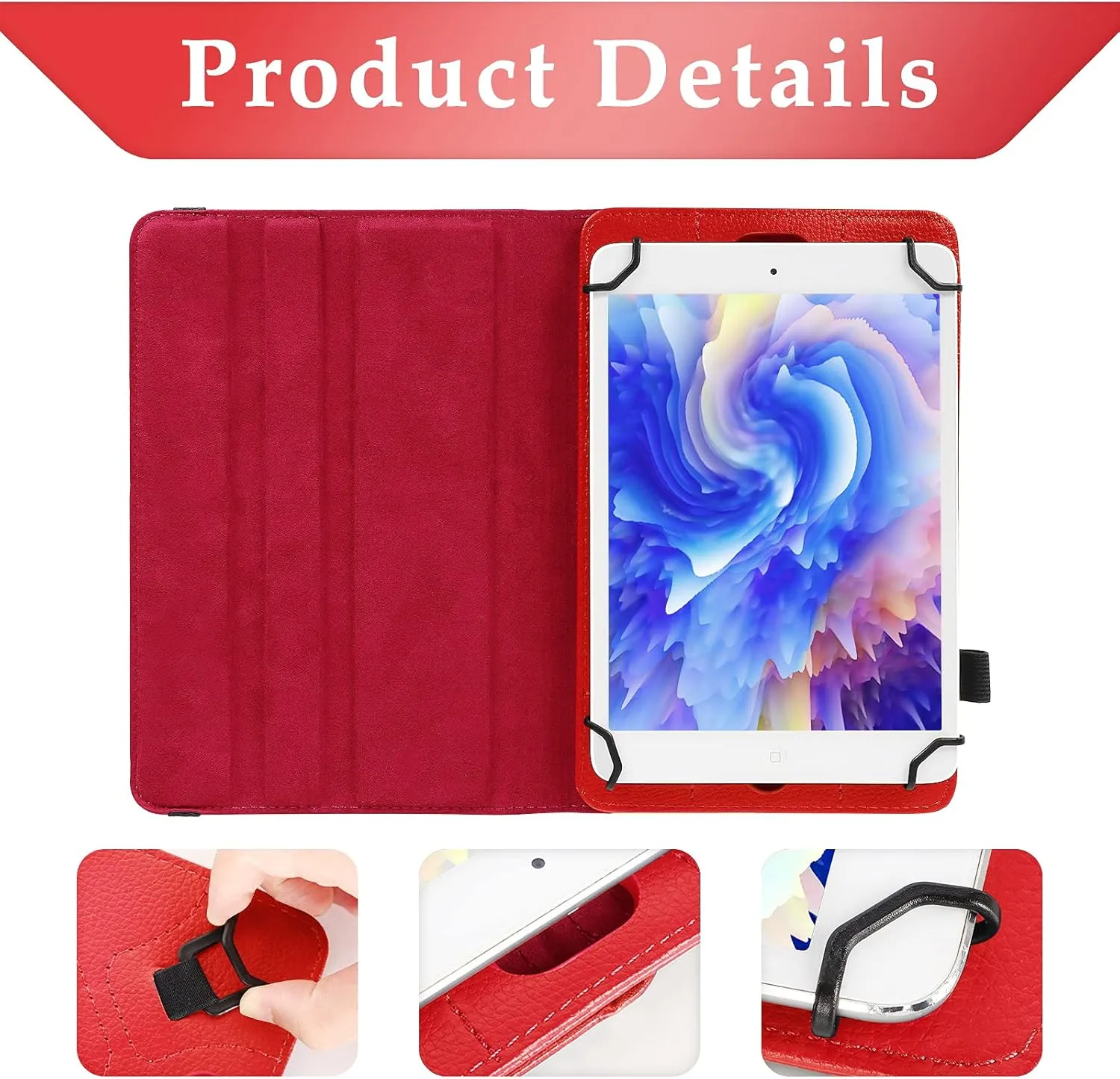 UrbanX 7"-8" Inch Universal Tablet Case, Protective Cover Stand Folio Case for BLU M8L / M8L Plus 7 8 Inch, with 360 Degree Rotatable Kickstand, Multiple Viewing Angles and Stylus Holder