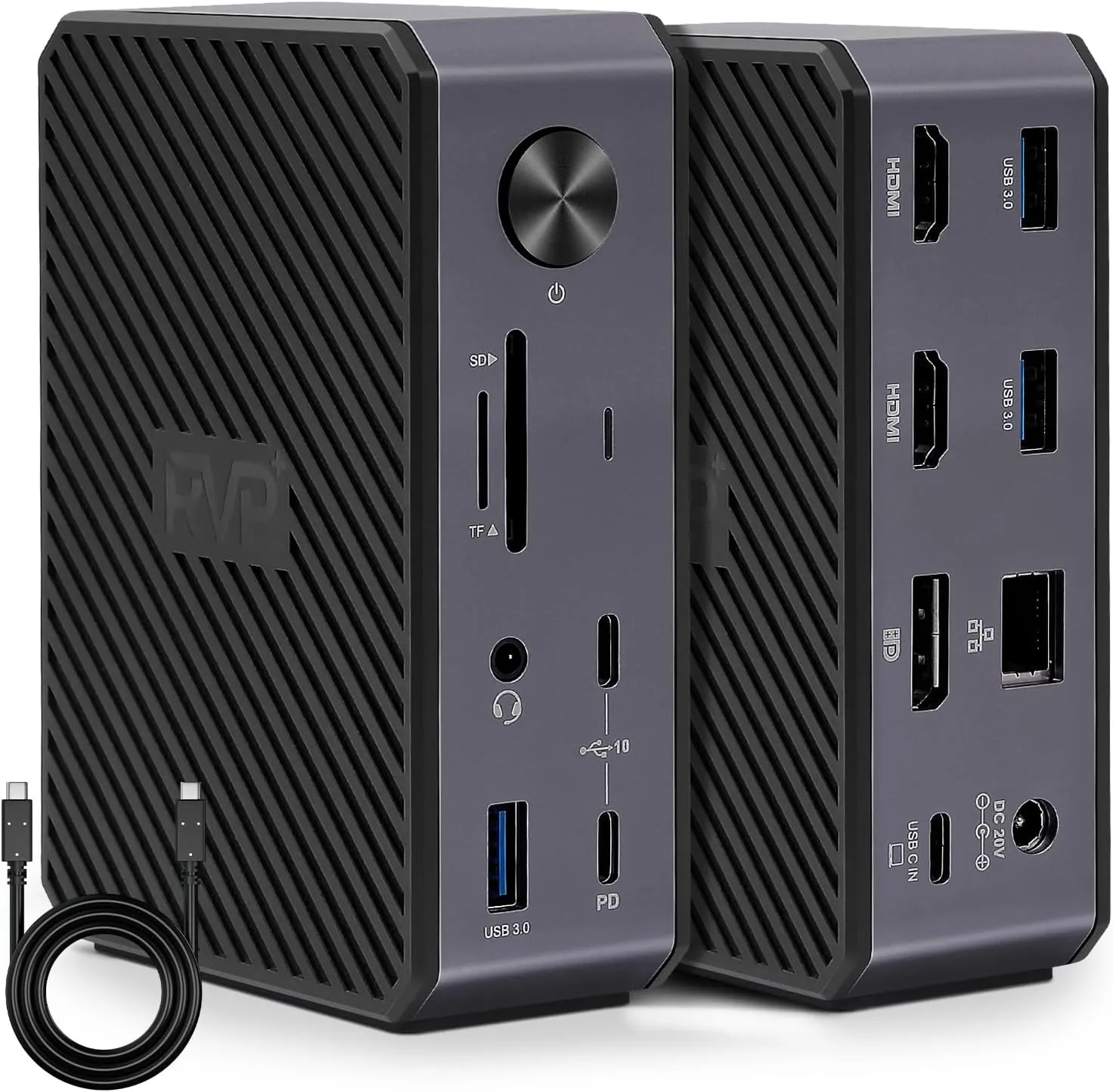USB C Docking Station Dual Monitor for Laptop, 14 in 1, 3 Monitors HD/4K Triple Display, DisplayLink Dock with 65W Adapter for MacBook/Dell/HP/Lenovo, etc Computer