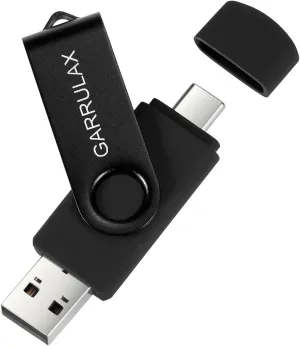 USB C Flash Drive, 2 in 1 OTG Type C USB 3.0 Rotatable Memory Stick Date Storage Pendrive Thumb for Type C Smartphones, Tablets, PC (Black, 64GB)