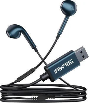 USB Earbuds with Microphone for PC Laptop, 6.5ft USB Headset with Volume Control & Mute for Computer Laptop PC PS4 PS5 Notebook Desktop Office Home