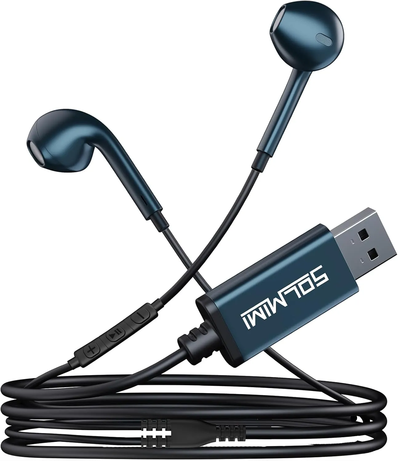 USB Earbuds with Microphone for PC Laptop, 6.5ft USB Headset with Volume Control & Mute for Computer Laptop PC PS4 PS5 Notebook Desktop Office Home