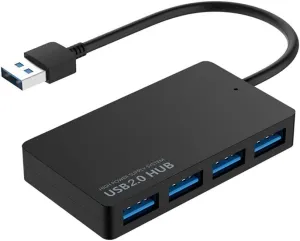 USB Hub, 4-Port Ultra-Slim USB 2.0 Hub with USB Port Cable, Multiport USB A Extender Data Hub Adapter with High-Speed Expansion for Laptop, Notebook, USB Flash Drives, Keyboard and More