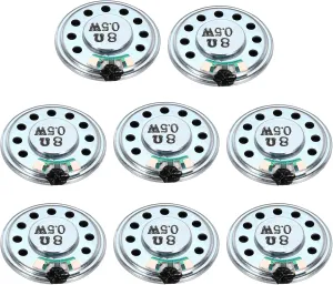 uxcell 8 Pcs 0.5W 8 Ohm Small Speakers Metal Shell Round Internal Micro Magnet Speaker for Mini Speakers DVD EVD Multimedia Mobile Portable Advertising Machine