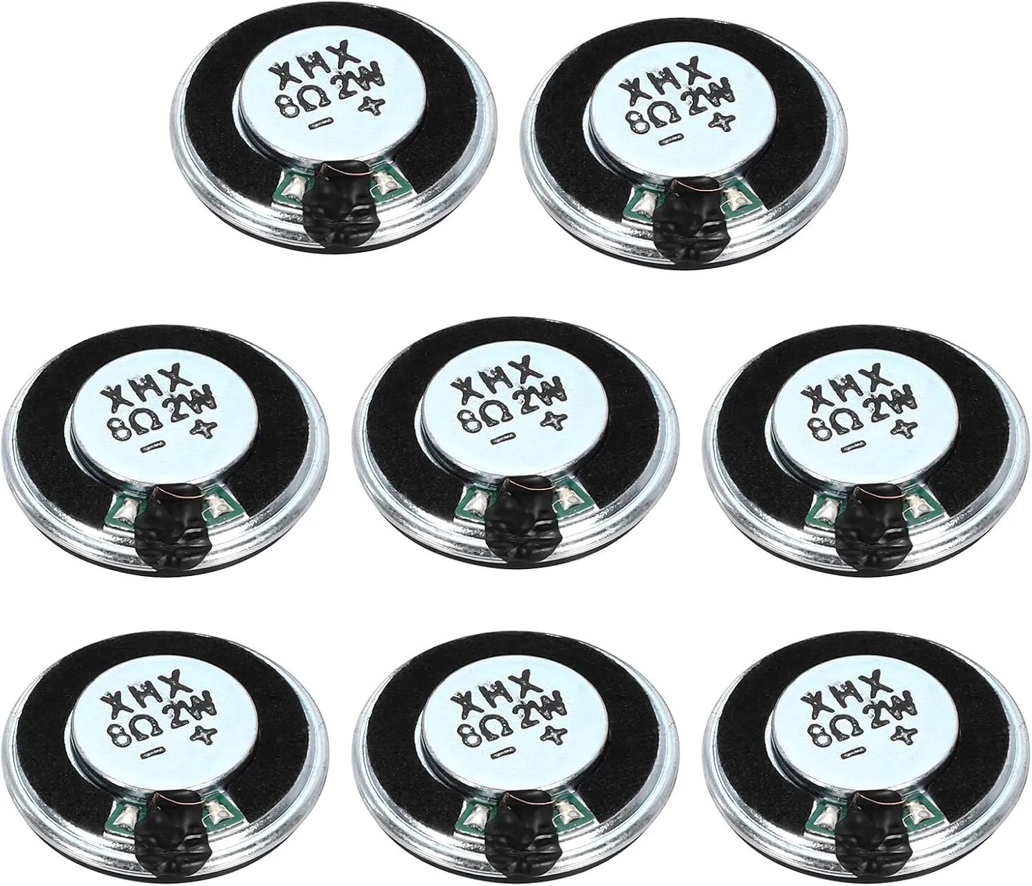 uxcell 8 Pcs 2W 8 Ohm Small Speakers Metal Shell Round Internal Micro Magnet Speaker for Mini Speakers DVD EVD Multimedia Mobile Portable Advertising Machine