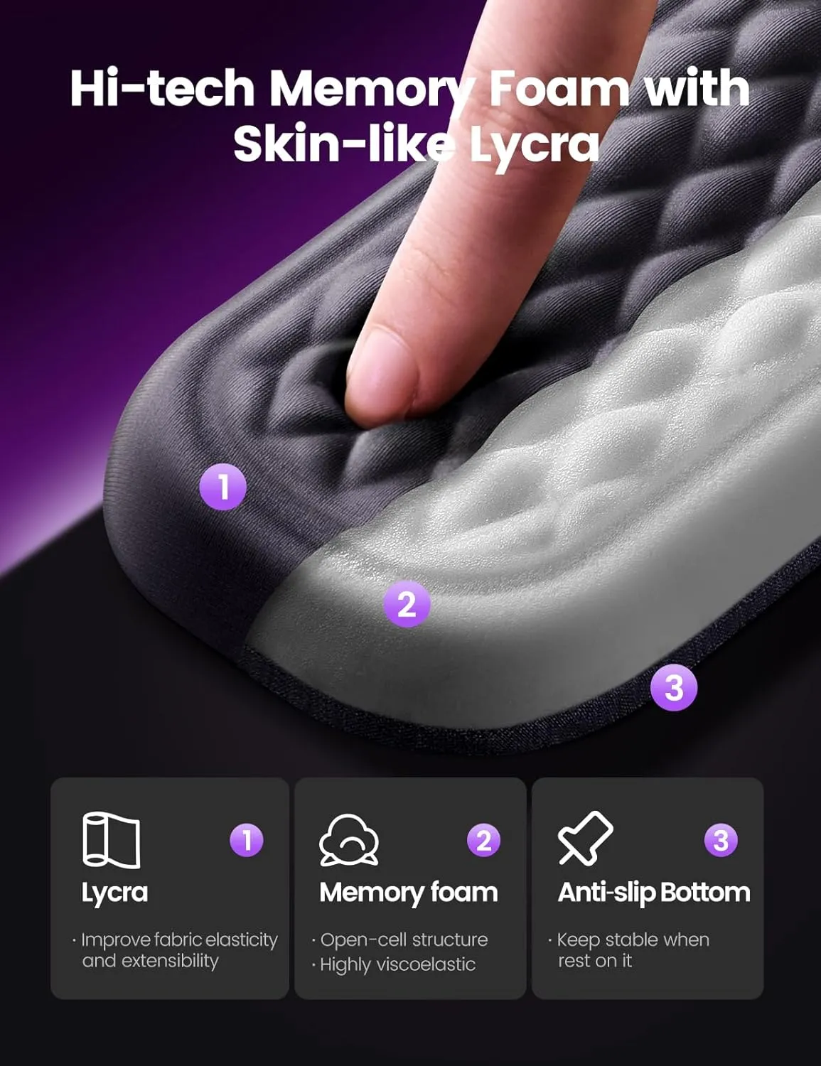 Vaydeer Wrist Rest for Keyboard and Mouse, Computer Ergonomic Wrist Support Pad, Soft Memory Foam Arm Cushion for Desk, Palm Hand Office Laptop Typing