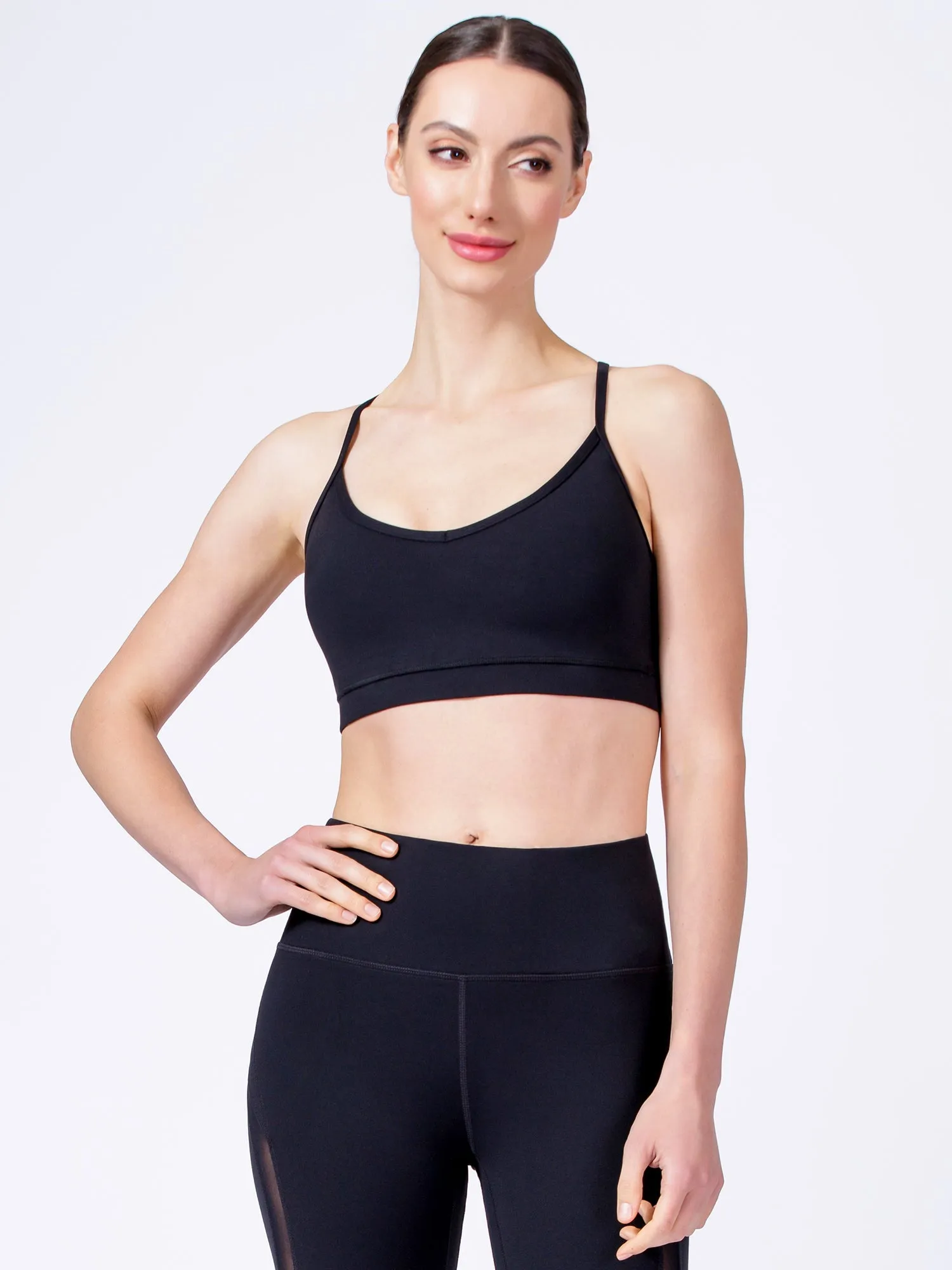 VERTICAL MESH BRA, BLACK