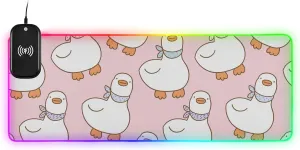 VKPSCHJ Mouse Pad with Wireless Charger 15W Extra Large for Gaming,Cute Geese Duck Pattern PC,Laptop,Desk, RGB Glowing Computer Keyboard Mats Pads Non-Slip for Home & Office