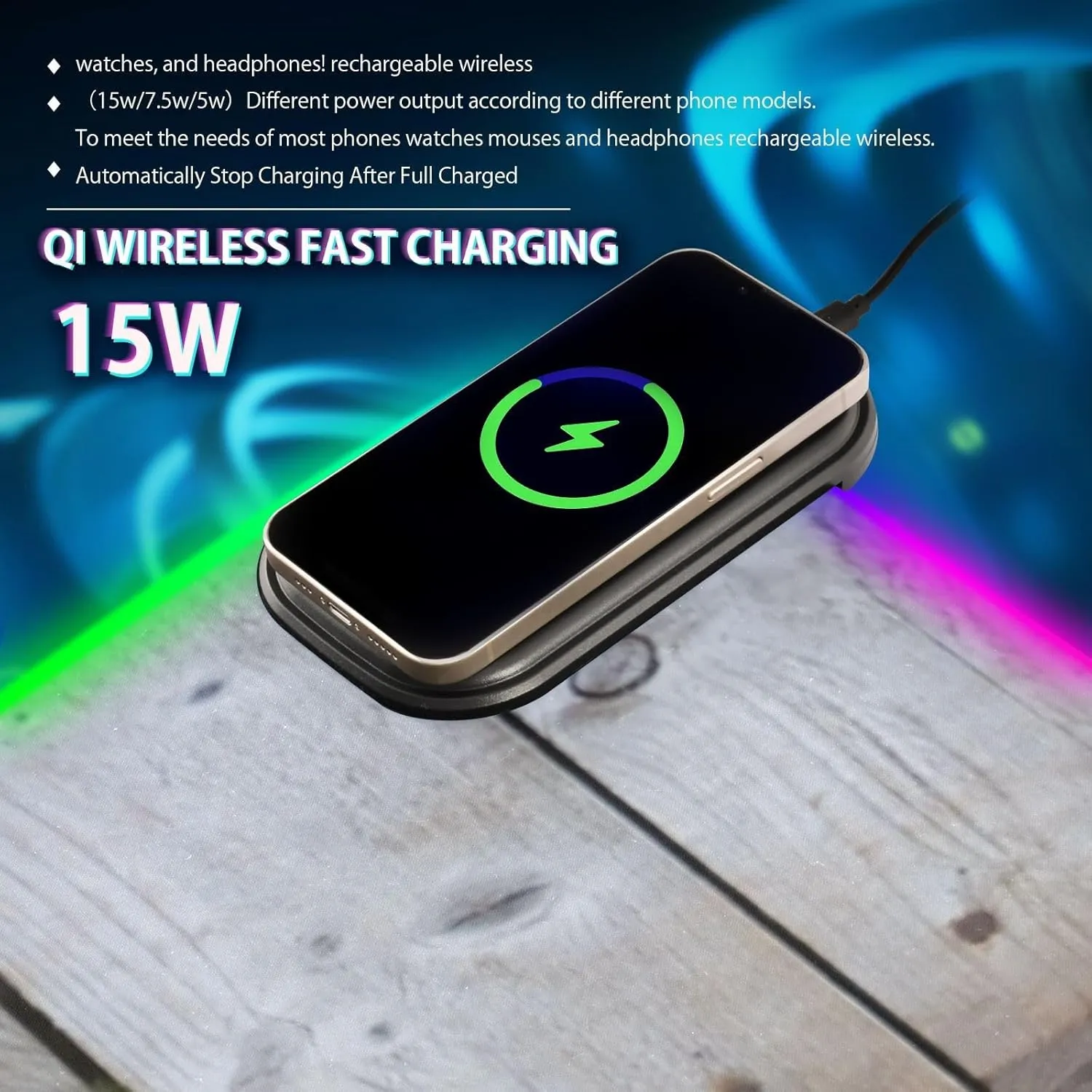 VKPSCHJ Mouse Pad with Wireless Charger 15W Extra Large for Gaming,Highland Cow PC,Laptop,Desk, Funny Face RGB Glowing Computer Keyboard Mats Pads Non-Slip for Home & Office