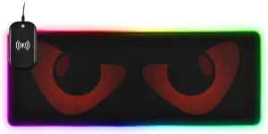 VKPSCHJ Mouse Pad with Wireless Charger 15W Large for Gaming,Evil Angry Eyes PC,Laptop,Desk, Black Pupils RGB Glowing Computer Keyboard Mats Pads Non-Slip for Home & Office