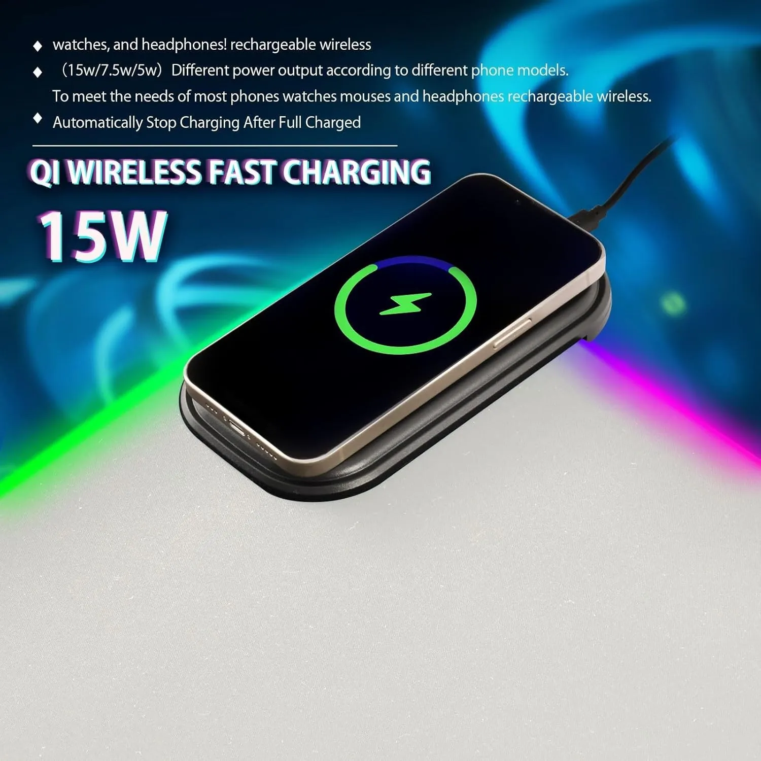 VKPSCHJ Mouse Pad with Wireless Charger 15W Large for Gaming,Lush Highland Cattle PC,Laptop,Desk, Green Pasture RGB Glowing Computer Keyboard Mats Pads Non-Slip for Home & Office