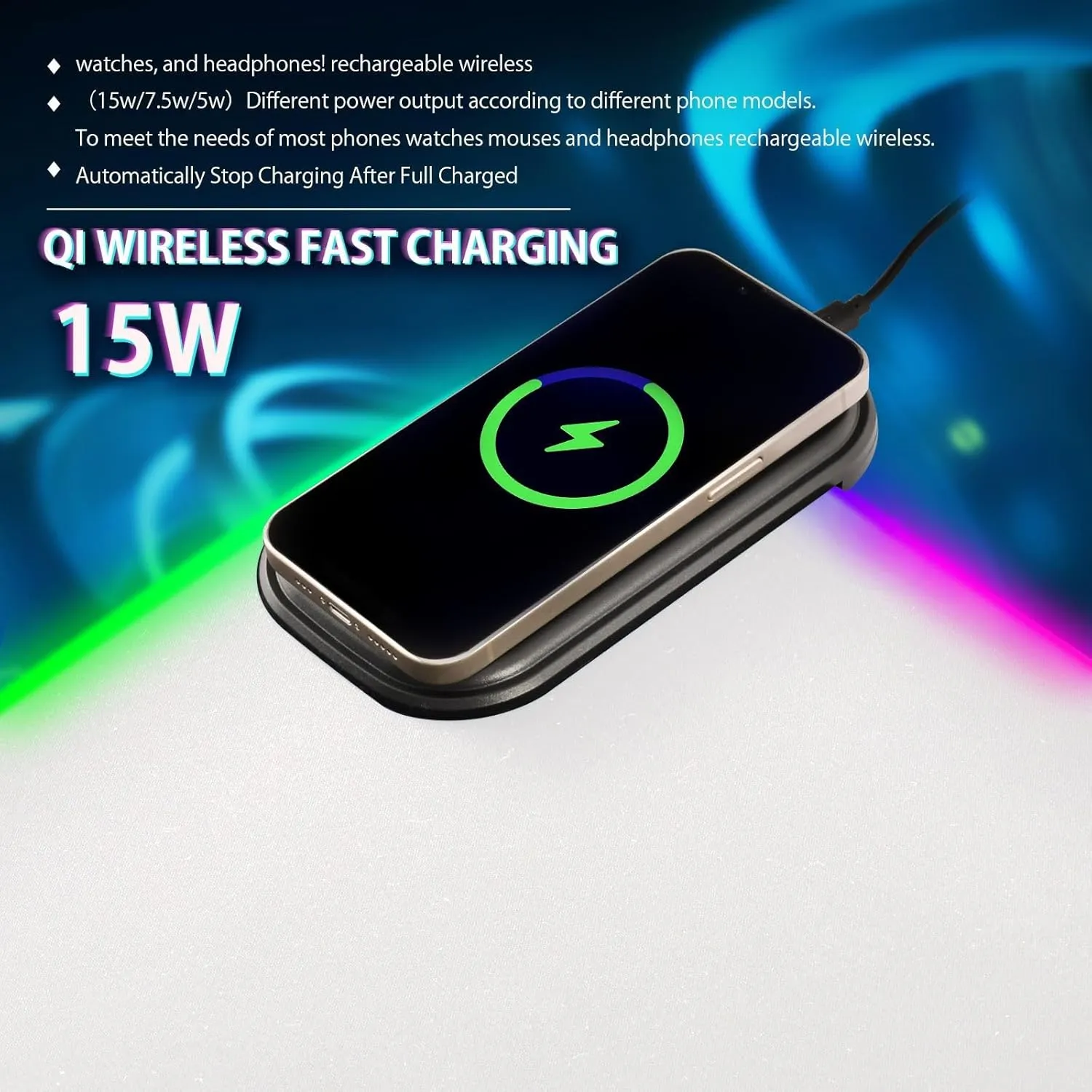 VKPSCHJ Mouse Pad with Wireless Charger 15W Large for Gaming,Relax Axolotl PC,Laptop,Desk, Cute Pink Salamander RGB Glowing Computer Keyboard Mats Pads Non-Slip for Home & Office