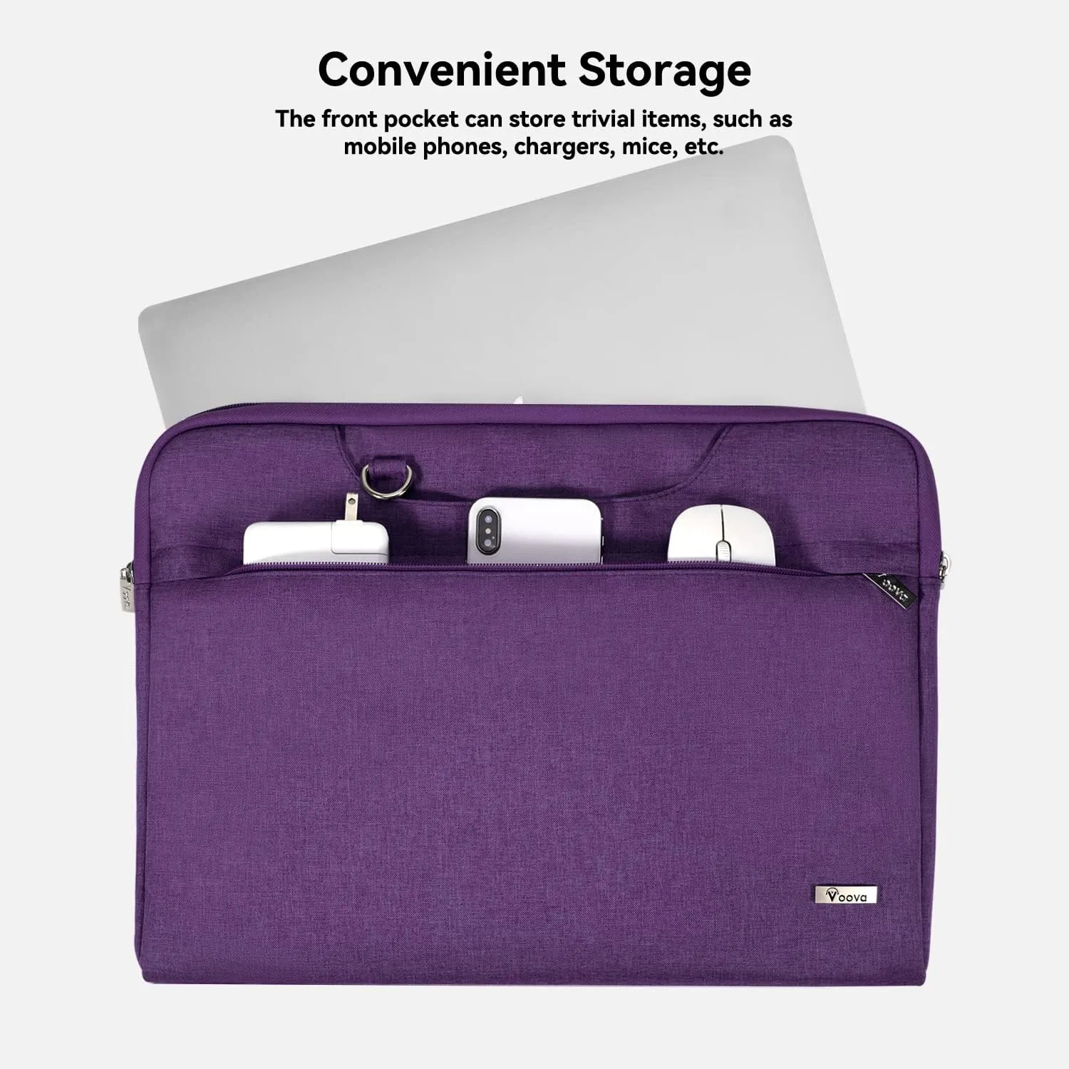Voova Laptop Bag 13 14 Inch for Women, Waterproof Computer Sleeve Carrying Case with Shoulder Straps & Handle Compatible with Macbook Air 13 M2/M3/M4, MacBook Pro 13/14, HP Chromebook 14, Purple