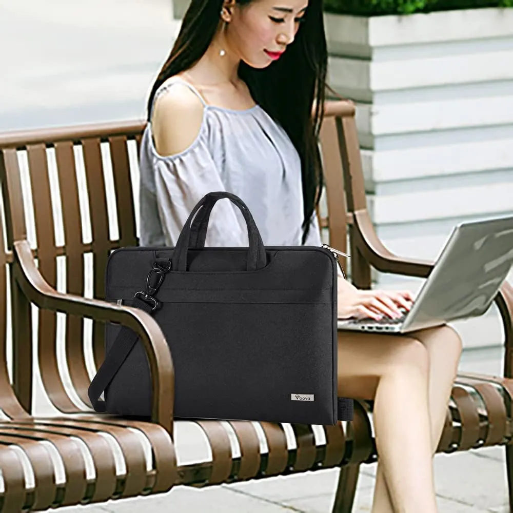 Voova Laptop Bag 13 14 Inch, Waterproof Computer Sleeve Carrying Case with Shoulder Straps & Handle Compatible with Macbook Air 13 M2/M3/M4, MacBook Pro 13/14, HP Dell Lenovo Chromebook 14, Black
