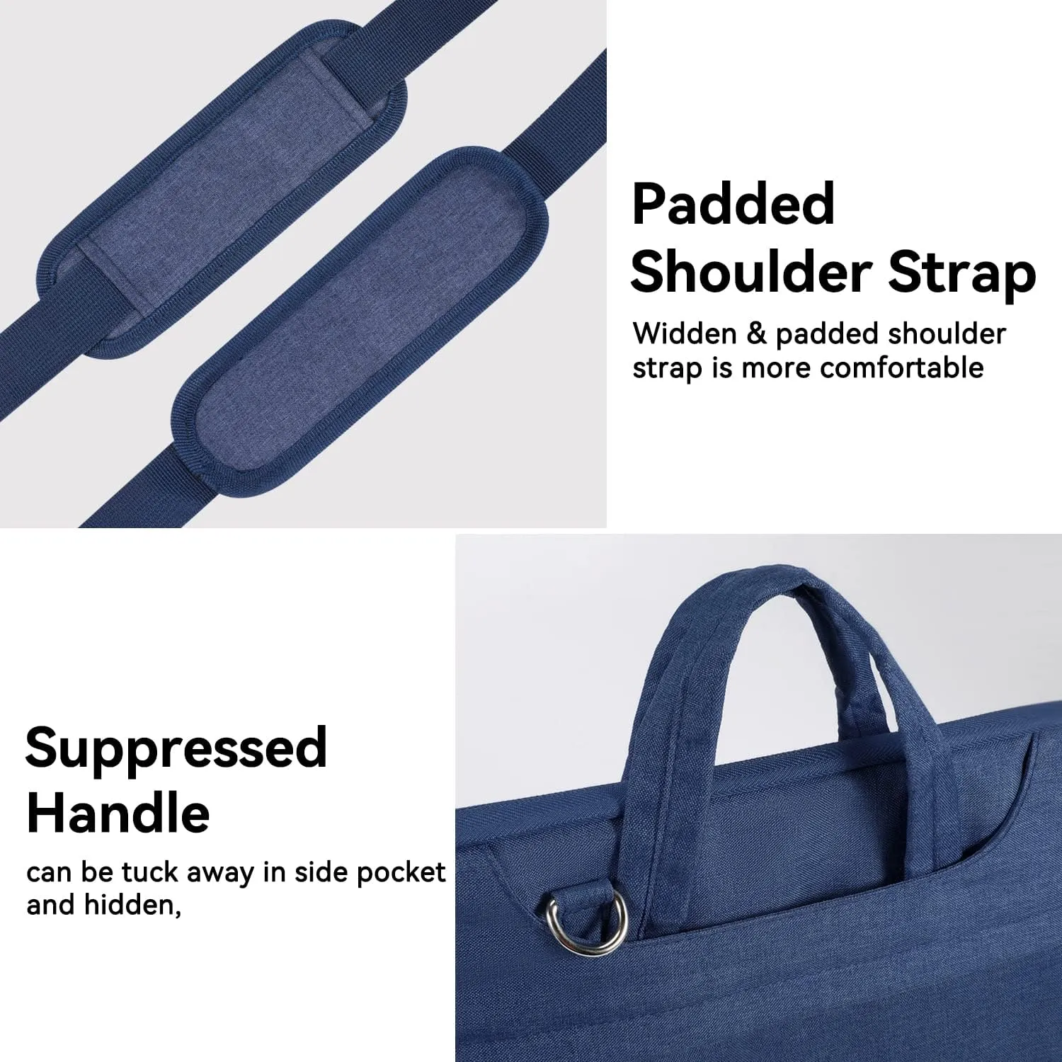 Voova Laptop Bag 13 14 Inch, Waterproof Computer Sleeve Carrying Case with Shoulder Straps & Handle Compatible with Macbook Air 13 M2/M3/M4, MacBook Pro 13/14, HP Dell Lenovo Chromebook 14, Blue