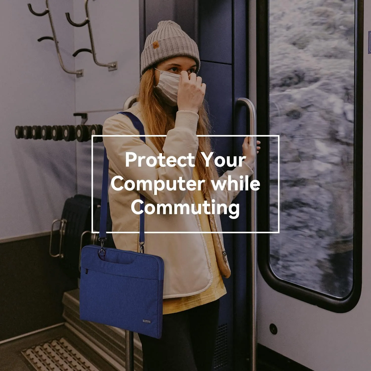 Voova Laptop Bag 13 14 Inch, Waterproof Computer Sleeve Carrying Case with Shoulder Straps & Handle Compatible with Macbook Air 13 M2/M3/M4, MacBook Pro 13/14, HP Dell Lenovo Chromebook 14, Blue