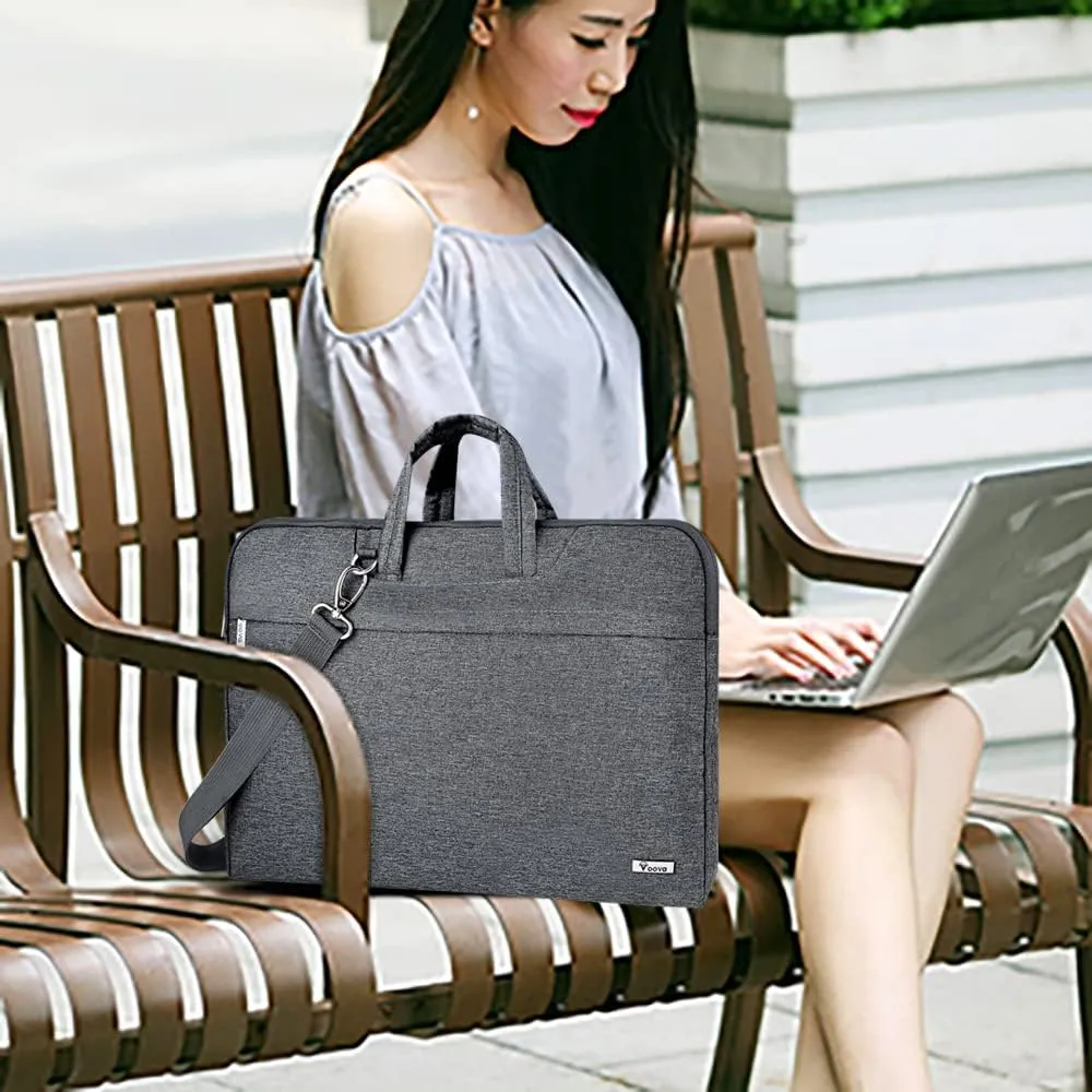 Voova Laptop Bag 13 14 Inch, Waterproof Computer Sleeve Carrying Case with Shoulder Straps & Handle Compatible with Macbook Air 13 M2/M3/M4, MacBook Pro 13/14, HP Dell Lenovo Chromebook 14, Grey