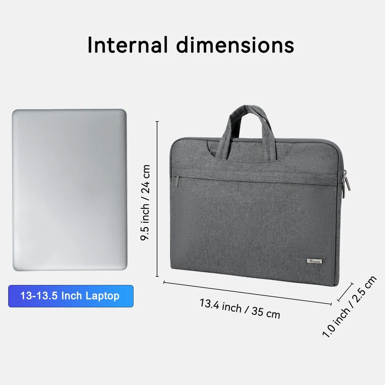 Voova Laptop Bag 13 14 Inch, Waterproof Computer Sleeve Carrying Case with Shoulder Straps & Handle Compatible with Macbook Air 13 M2/M3/M4, MacBook Pro 13/14, HP Dell Lenovo Chromebook 14, Grey