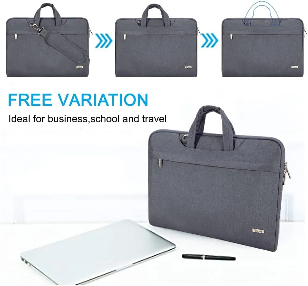 Voova Laptop Bag 13 14 Inch, Waterproof Computer Sleeve Carrying Case with Shoulder Straps & Handle Compatible with Macbook Air 13 M2/M3/M4, MacBook Pro 13/14, HP Dell Lenovo Chromebook 14, Grey