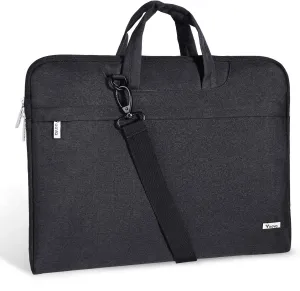Voova Laptop Bag 17 17.3 Inch Waterproof Laptop Sleeve Case with Shoulder Straps & Handle, Computer Case Cover Slim Briefcase Compatible with 17-18 Hp Dell Asus Acer, Black