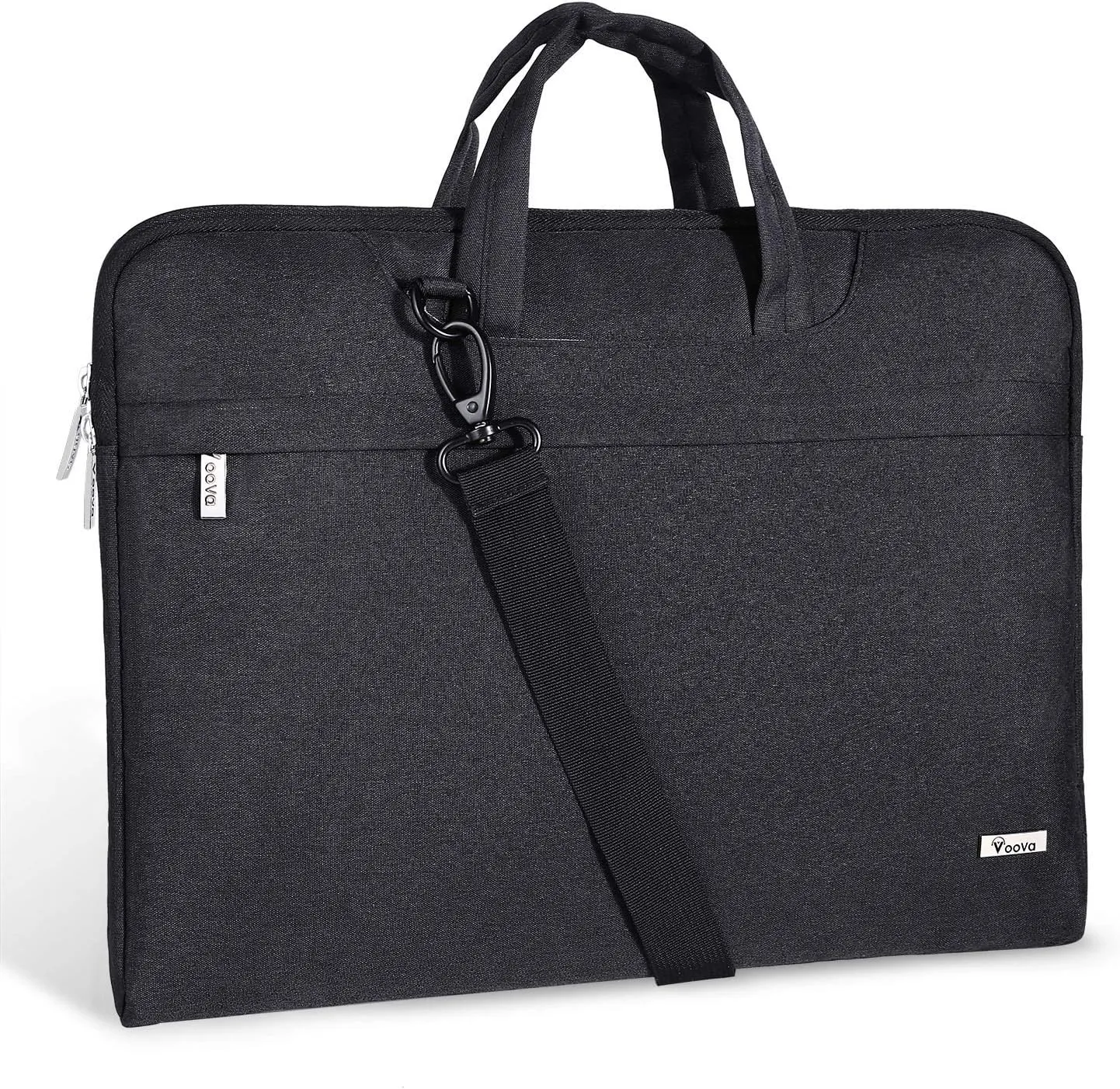 Voova Laptop Bag 17 17.3 Inch Waterproof Laptop Sleeve Case with Shoulder Straps & Handle, Computer Case Cover Slim Briefcase Compatible with 17-18 Hp Dell Asus Acer, Black