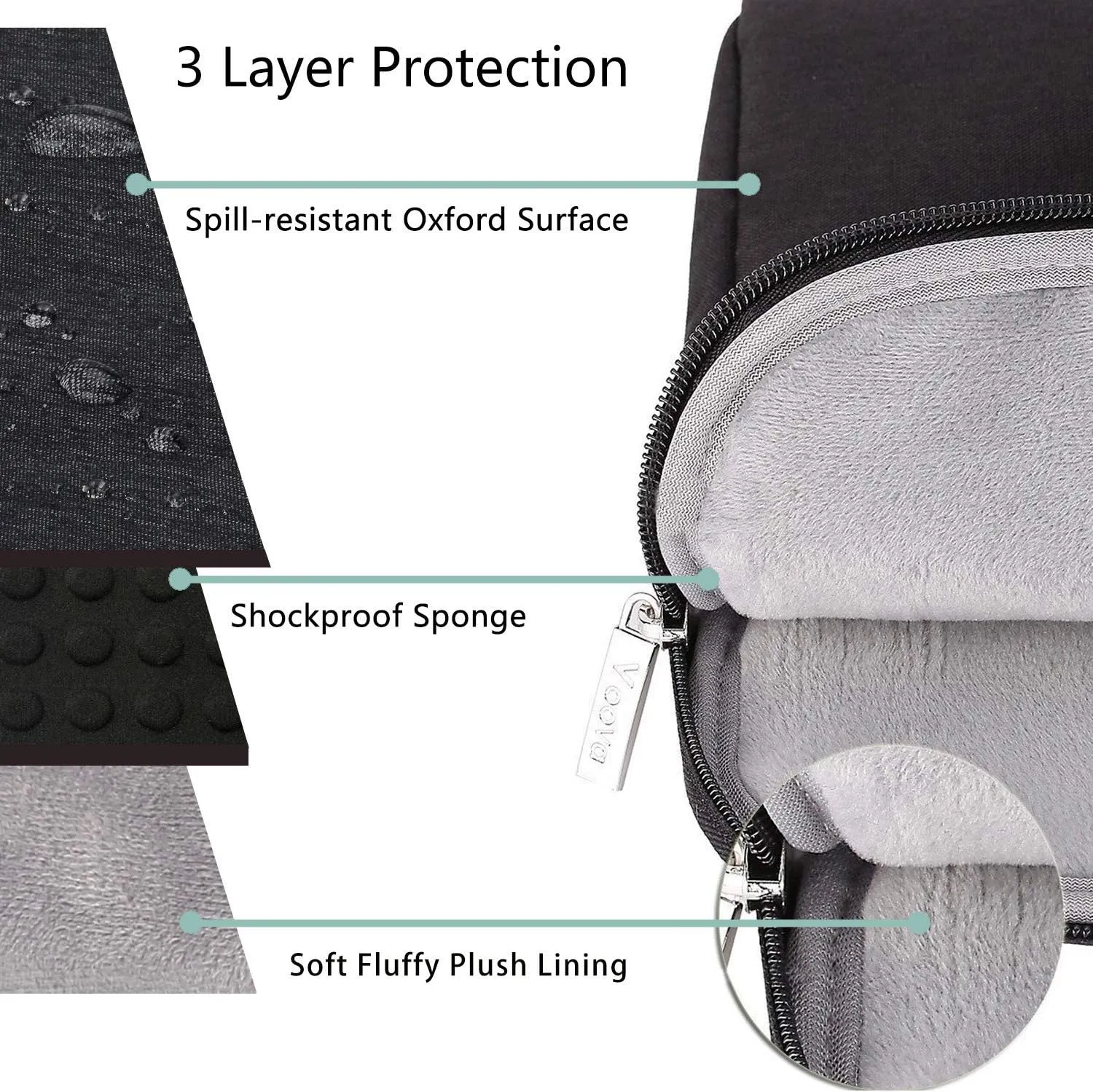 Voova Laptop Bag 17 17.3 Inch Waterproof Laptop Sleeve Case with Shoulder Straps & Handle, Computer Case Cover Slim Briefcase Compatible with 17-18 Hp Dell Asus Acer, Black