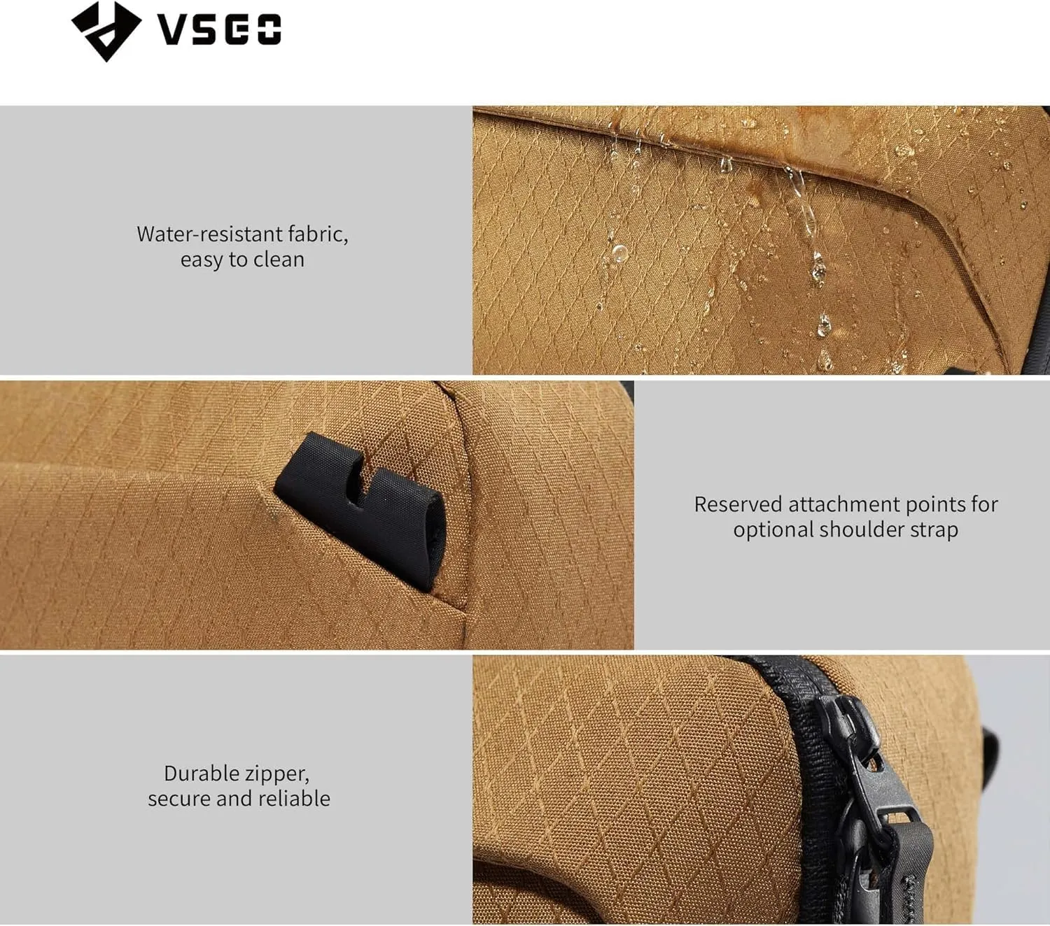 VSGO Tech Accessories Pouch Waterproof Small Travel Bag Accessories Holder Pouch Carrying Case for Electronic Accessories Light/Charger/Battery/SD Card etc Yellow-L