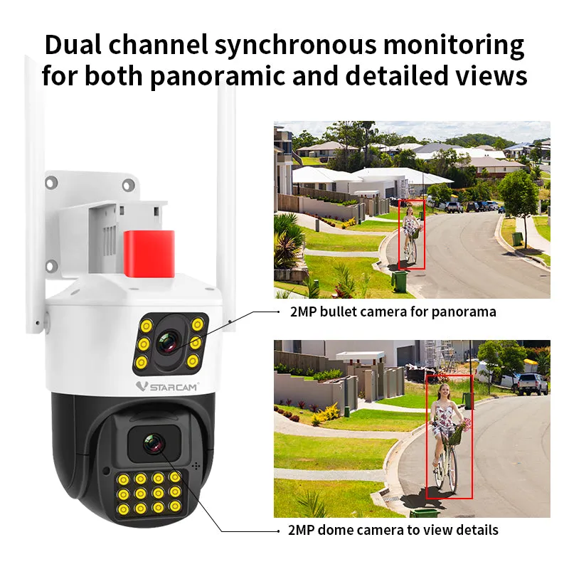 VStarcam AF663DR Home Security Smart AI Detection IP66 Waterproof 2-Way Audio Night Vision Security Outdoor Surveillance Fire Detection Camera