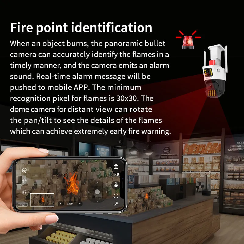 VStarcam AF663DR Home Security Smart AI Detection IP66 Waterproof 2-Way Audio Night Vision Security Outdoor Surveillance Fire Detection Camera