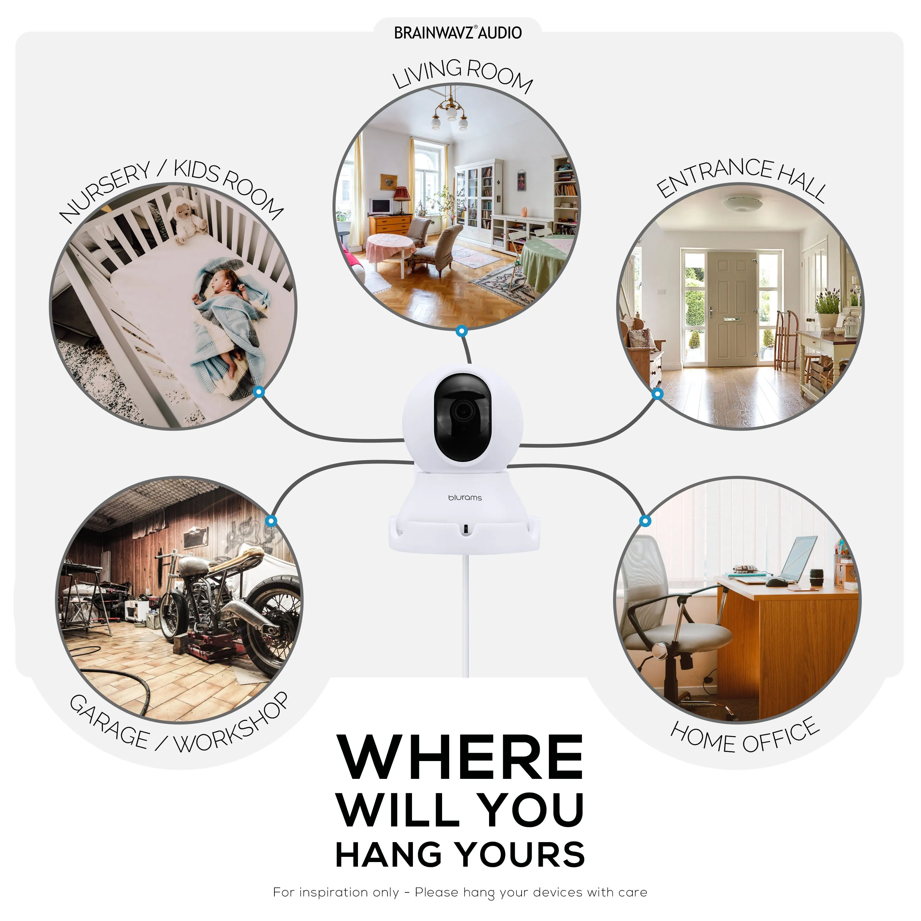 Wall Mount for Blurams A31 2K Security Camera, Adhesive Security Camera Holder Bracket, Reduce Blind Spots & Clutter, Adhesive & Screw-In Mounting