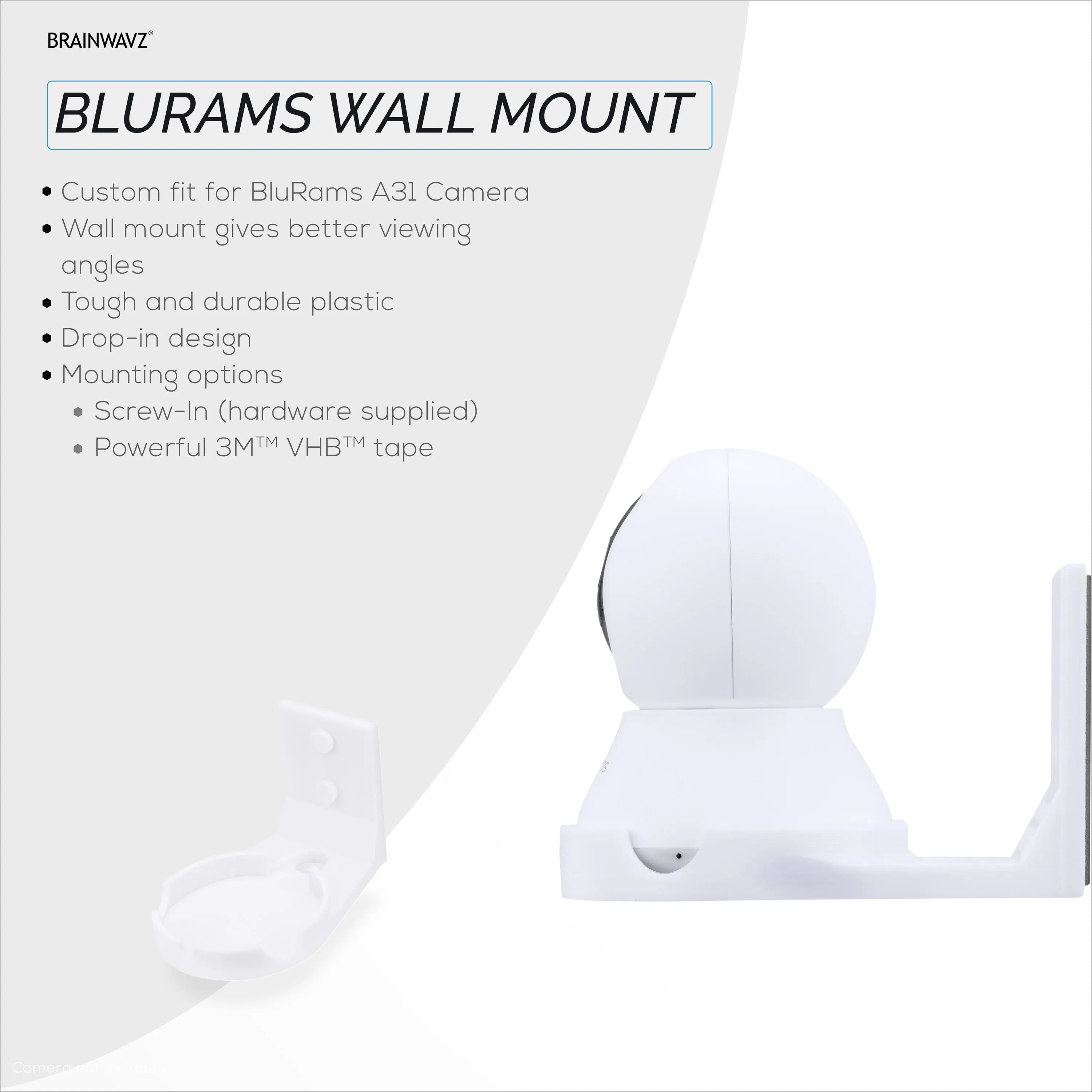 Wall Mount for Blurams A31 2K Security Camera, Adhesive Security Camera Holder Bracket, Reduce Blind Spots & Clutter, Adhesive & Screw-In Mounting